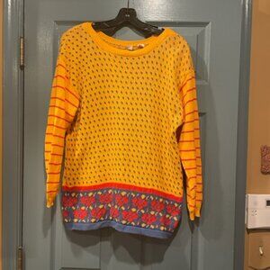 Andrea Haber vintage colorful yellow sweater, never worn, M, exc. condition